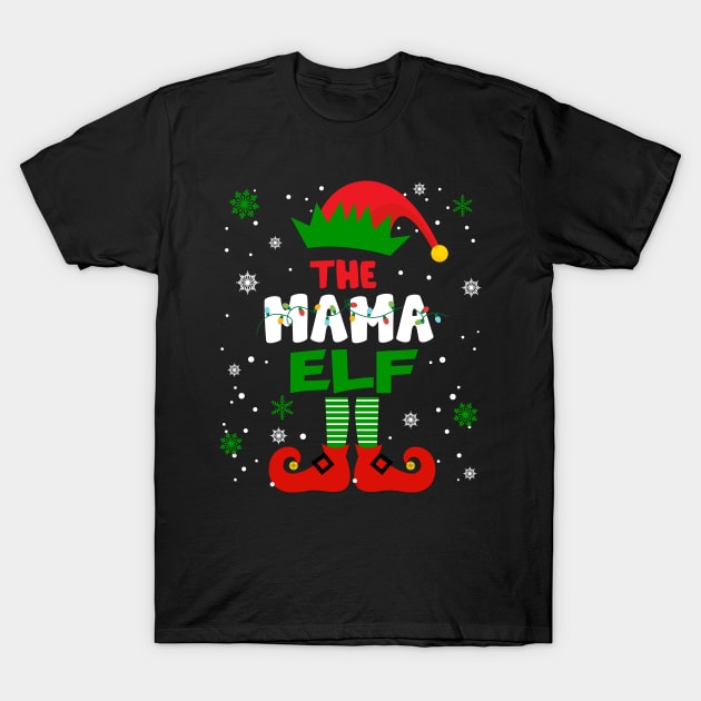 Mama Elf Christmas Funny Family Pajama Matching Xmas T-Shirt by Audell Richardson